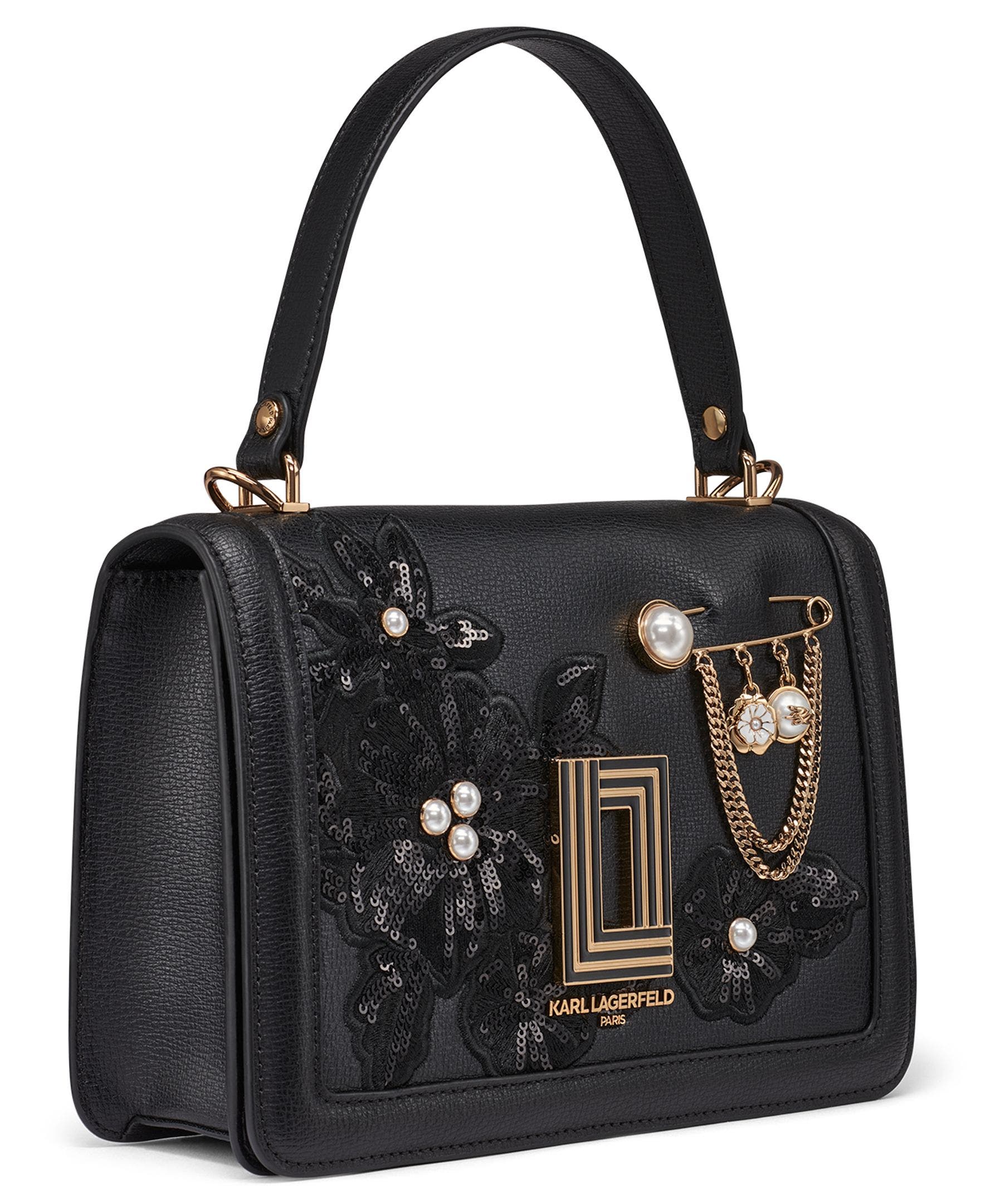 KARL LAGERFELD PARIS Simone Crossbody, Alternate, color, Black/Gold