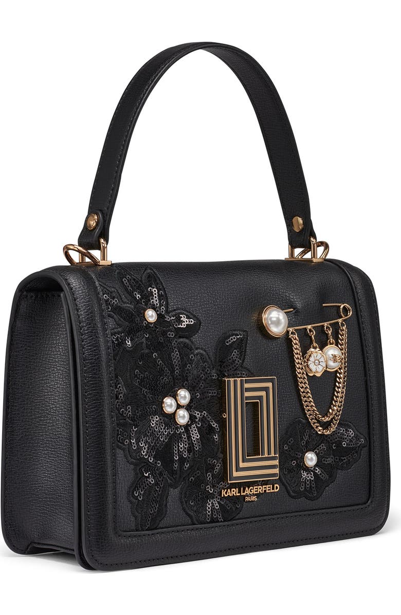 KARL LAGERFELD PARIS Simone Crossbody, Alternate, color, Black/Gold