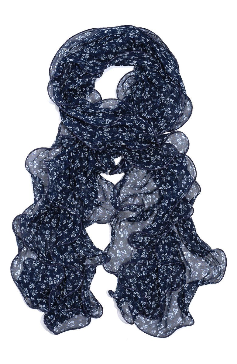 Lauren Ralph Lauren Floral Double Ruffle Scarf, Main, color, 