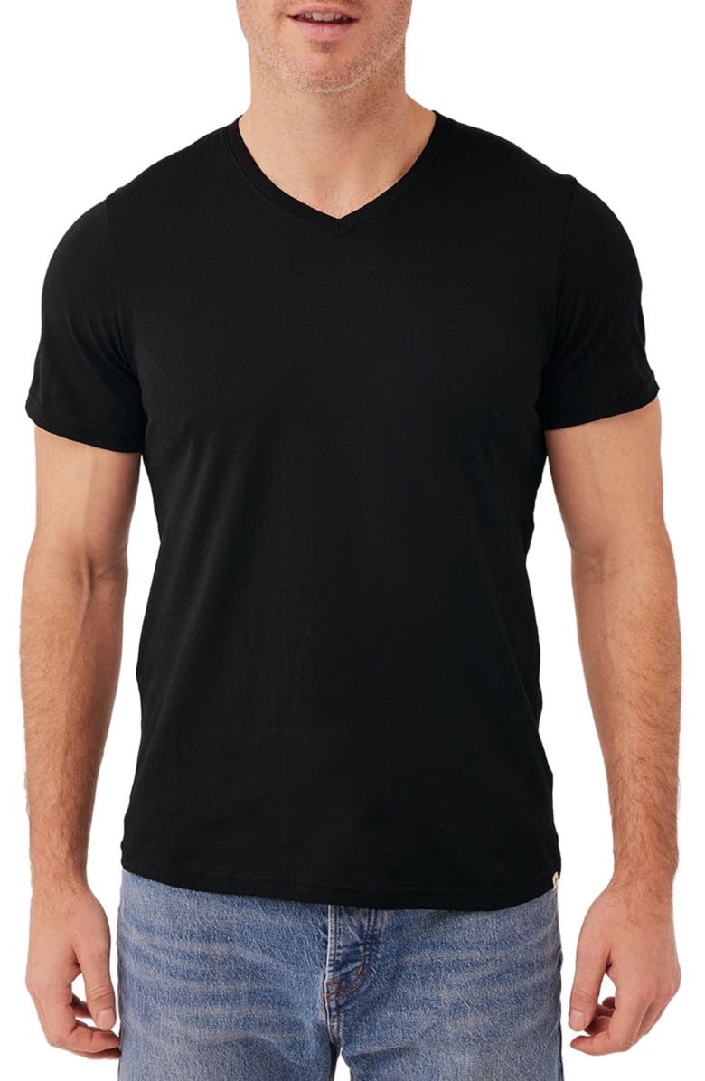 Pact Organic Softspun V-Neck Tee, Main, color, Black