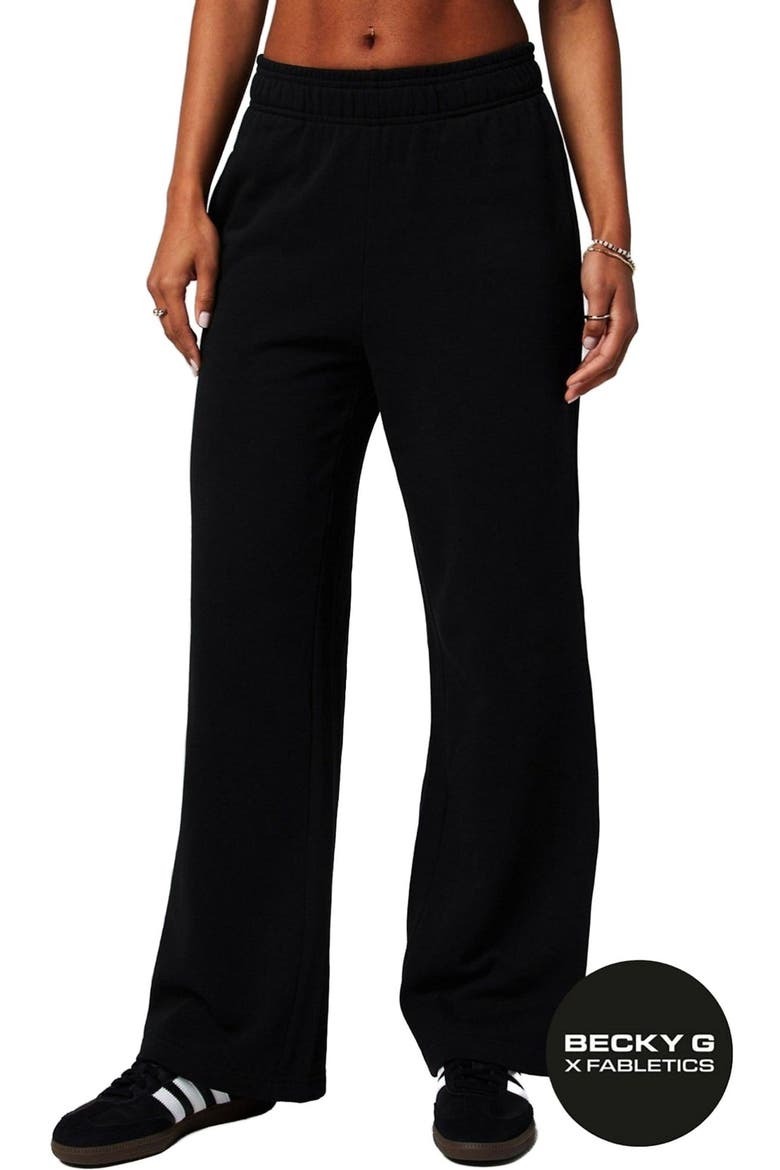 Women's Year Round Terry Wide Leg Sweatpant, Main, color, Black