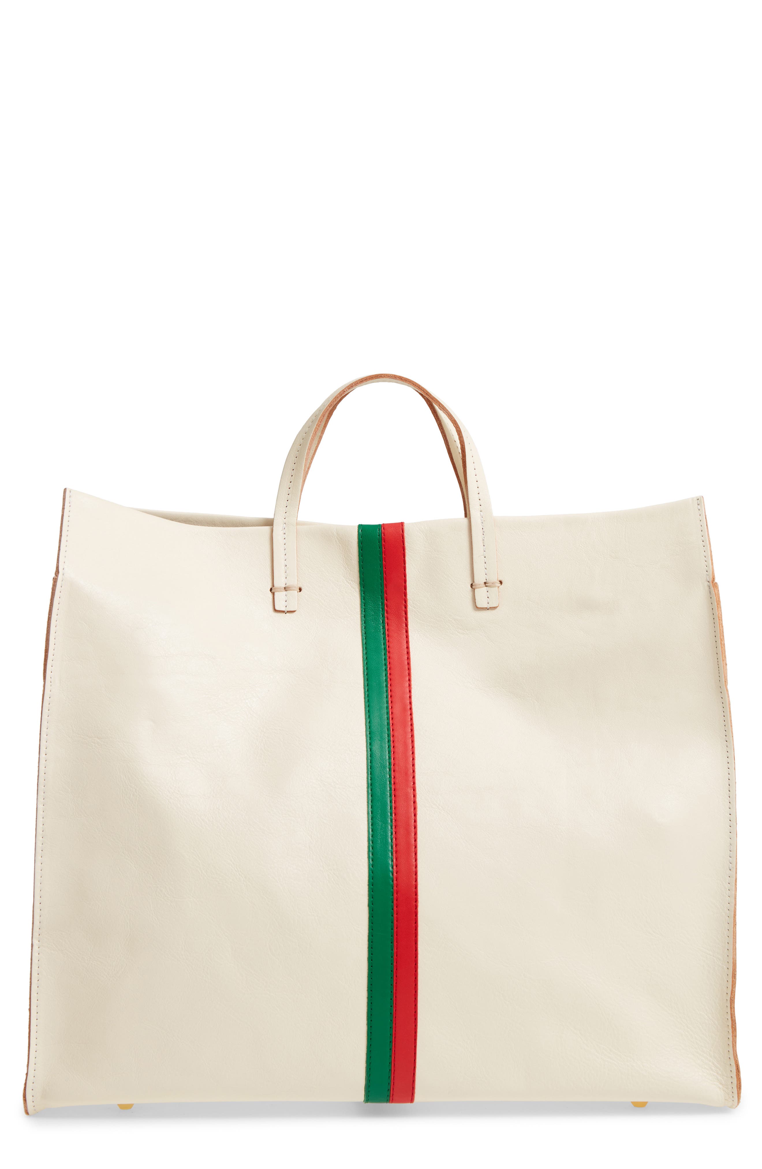 Clare V. Simple Stripe Leather Tote, Main, color, 