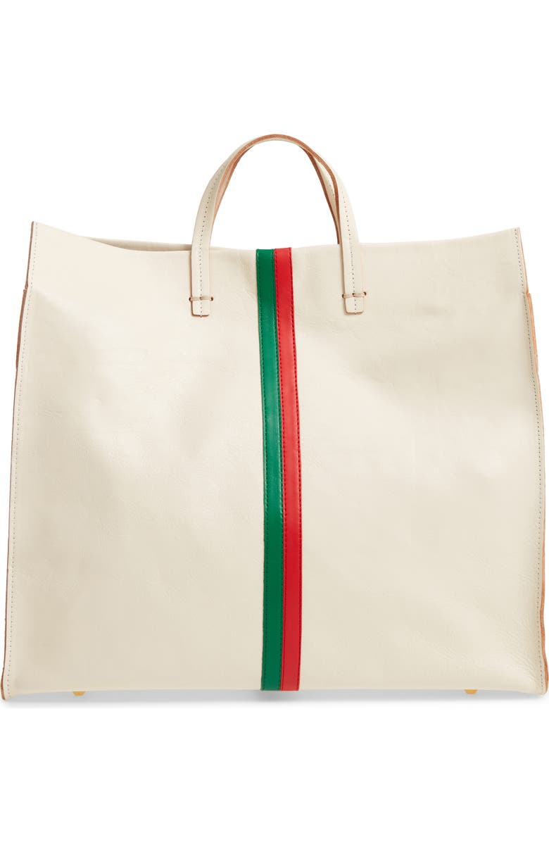 Clare V. Simple Stripe Leather Tote, Main, color,