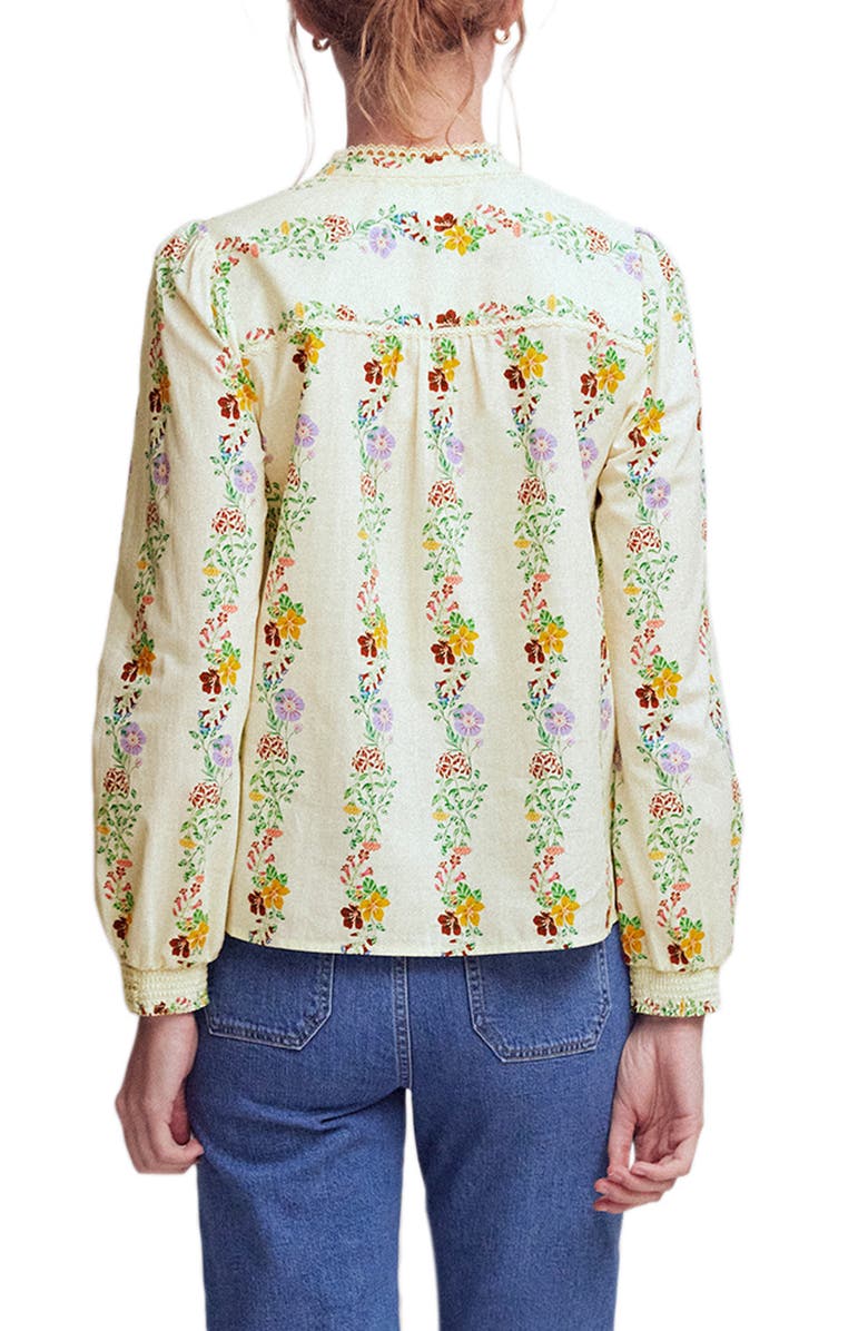 Boden Rhea Lace Trim Woven Shirt, Alternate, color, Ivory Floral Placement