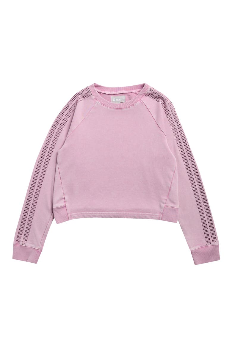 Kids' Rhinestone Stripe Cropped Sweatshirt, Main, color, ROSE PINK