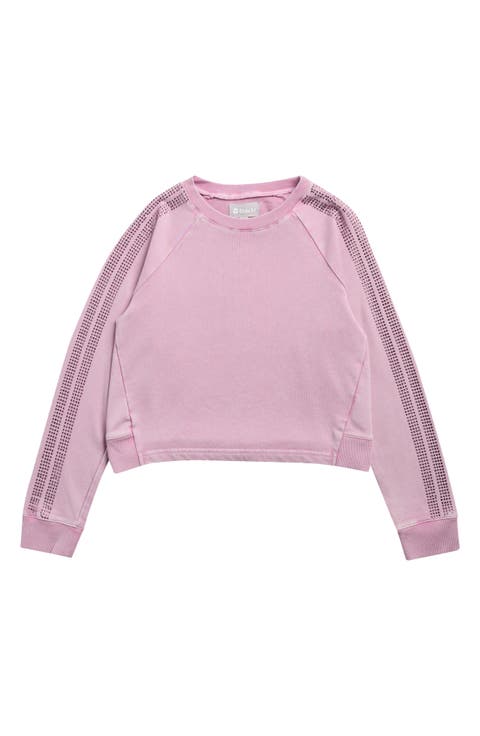 Kids' Rhinestone Stripe Cropped Sweatshirt