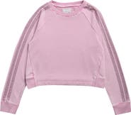 Tractr Kids' Rhinestone Stripe Cropped Sweatshirt