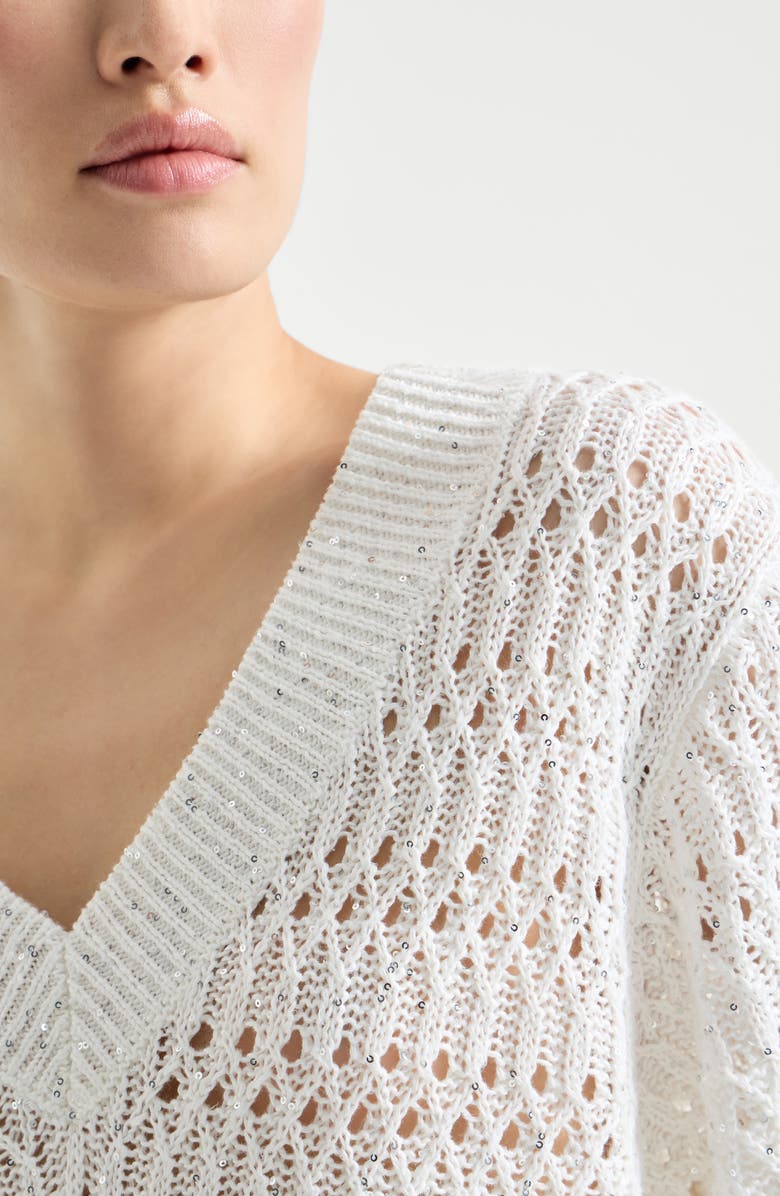 Brunello Cucinelli Dazzling braids sweater, Alternate, color, White