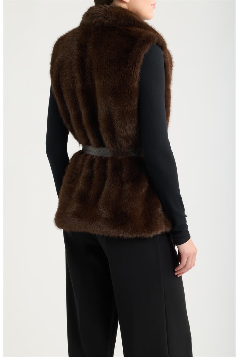 Belted Faux Fur Vest, Alternate, color, ESPRESSO