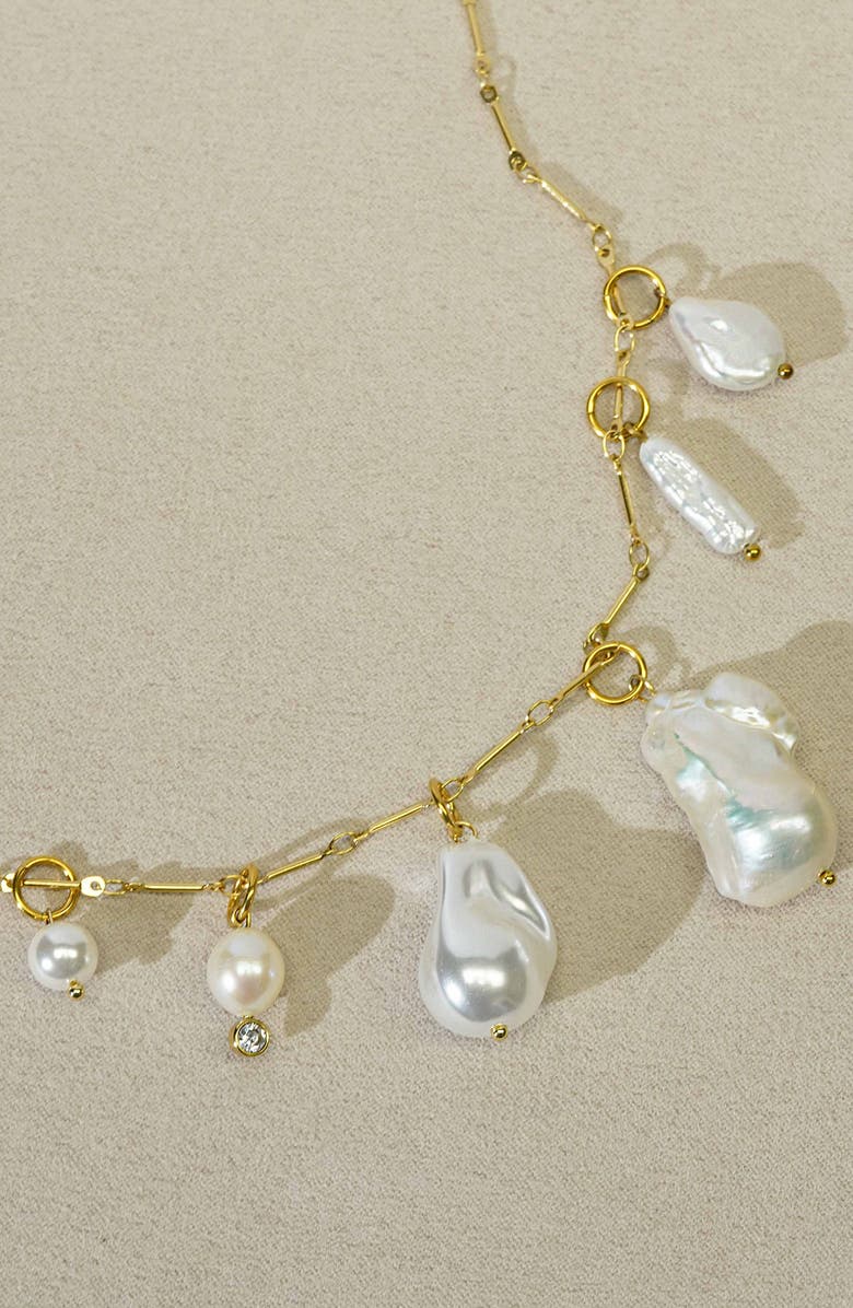 KOZAKH Freshwater Pearl & Cubic Zirconia Charm, Alternate, color, Gold