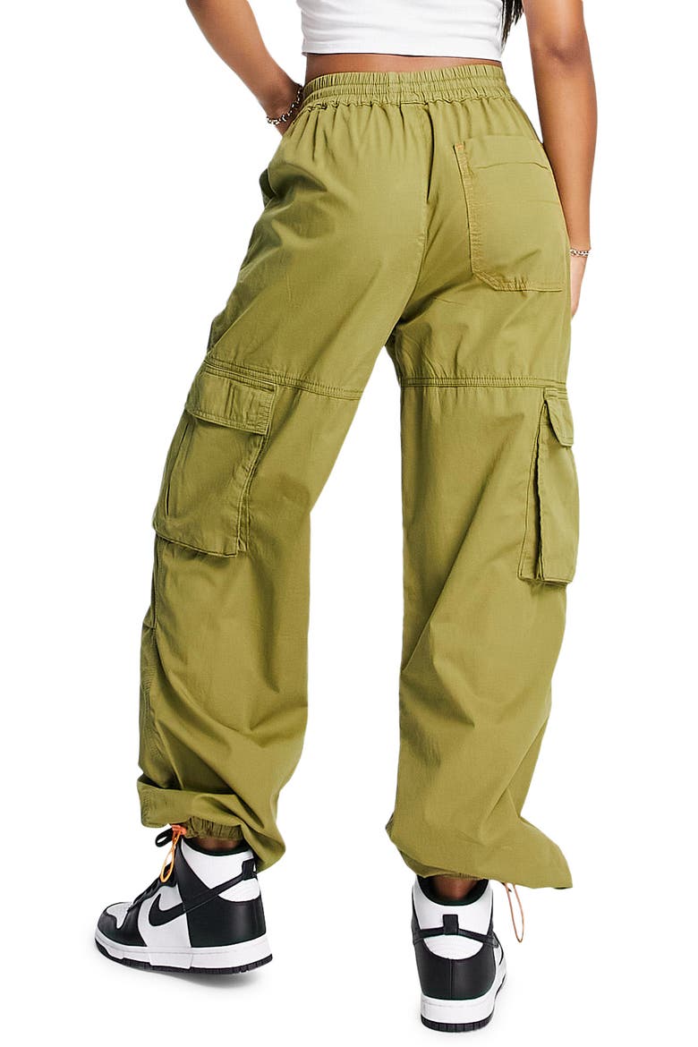 Balloon Leg Cotton Cargo Pants, Alternate, color, KHAKI
