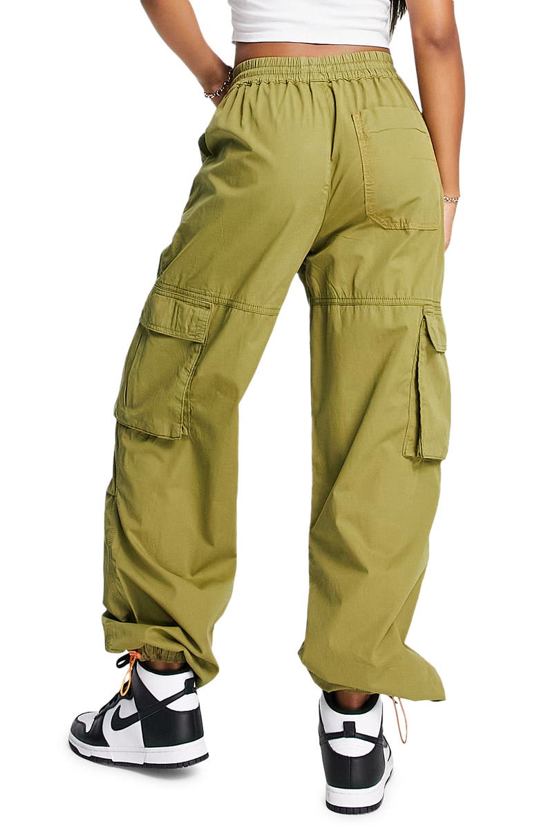 Topshop Balloon Leg Cotton Cargo Pants, Alternate, color, 