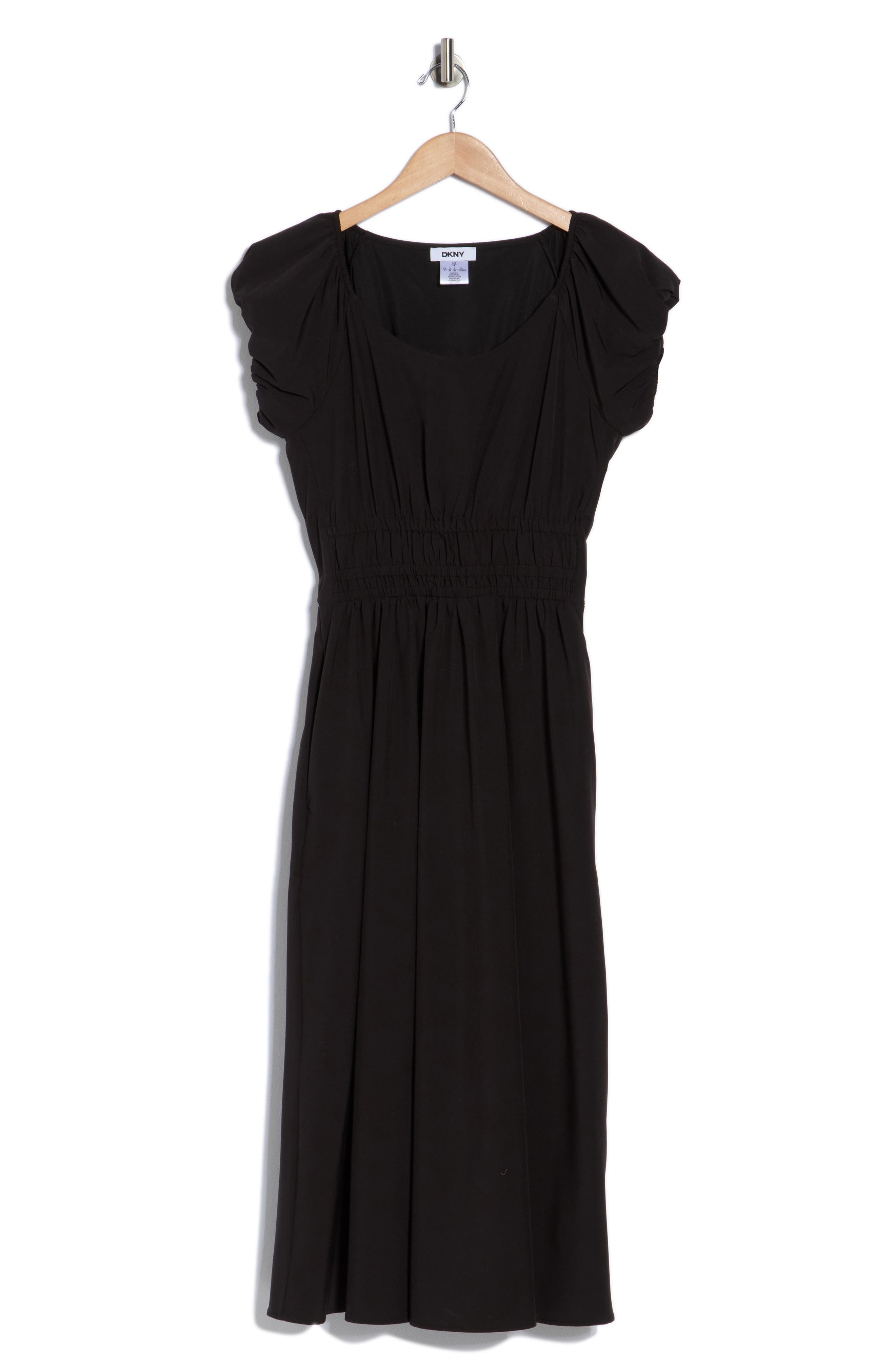 DKNY Puff Sleeve Fit & Flare Midi Dress