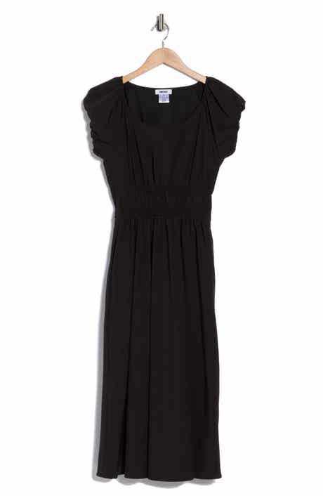 DKNY Puff Sleeve Fit & Flare Midi Dress