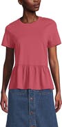 Lands' End Short Sleeve Lightweight Jersey Crew Neck Peplum Tee