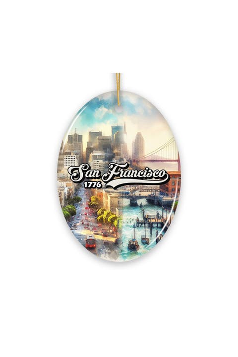 San Francisco 1776 Watercolor Skyline Ceramic Ornament