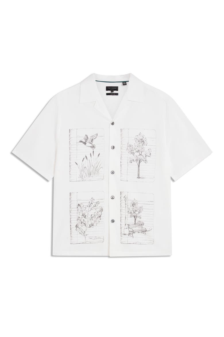 Gallagr Linen & Cotton Camp Shirt, Alternate, color, WHITE