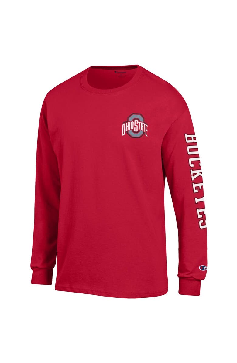 Champion Men's Champion Scarlet Ohio State Buckeyes Team Stack 3-Hit Long Sleeve T-Shirt, Alternate, color, 