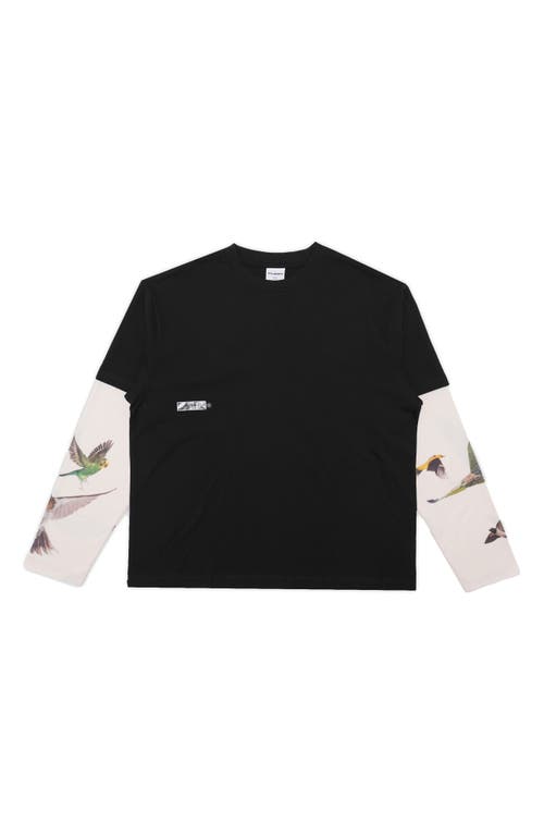 Students Tremonton Layered Look Graphic T-shirt In Black