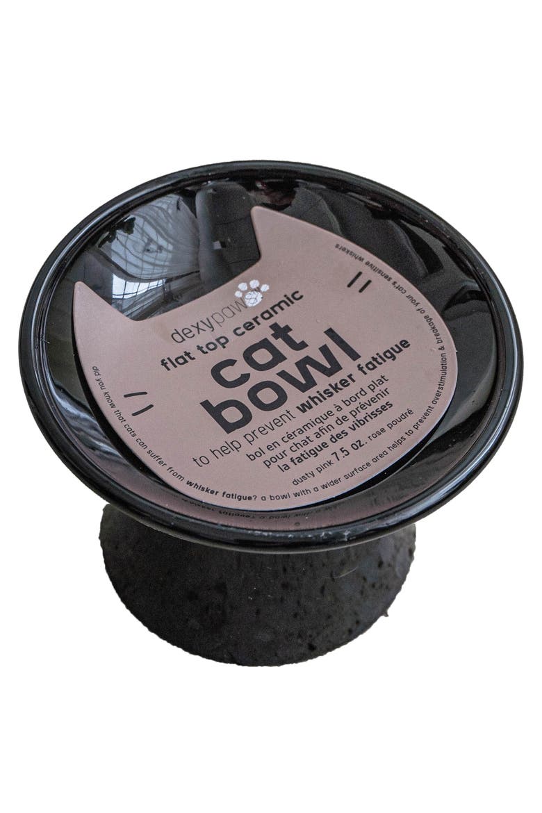 Flat Top Ceramic Bowl For Cats Black 7.5oz Capacity, Main, color, Black