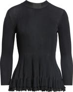 ASHLYN Garrett Peplum Ruffle Hem Mock Neck Top