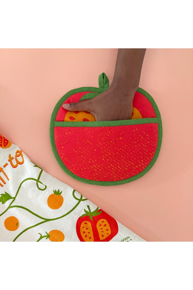 Tomato Tea Towel and Pot Holder Set, Alternate, color, Red
