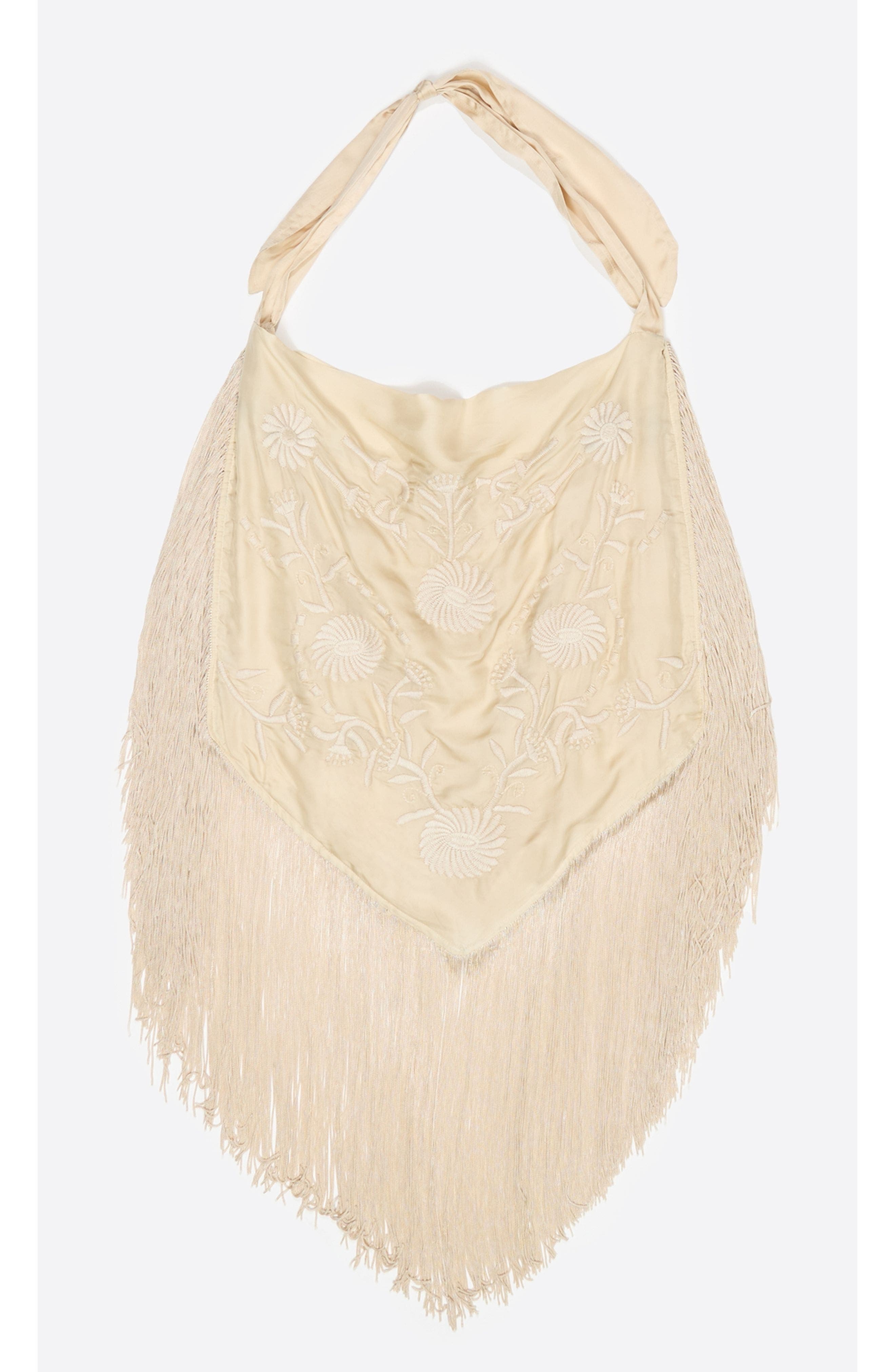 Bimba y Lola Embroidered fringed shoulder bag, Alternate, color, 