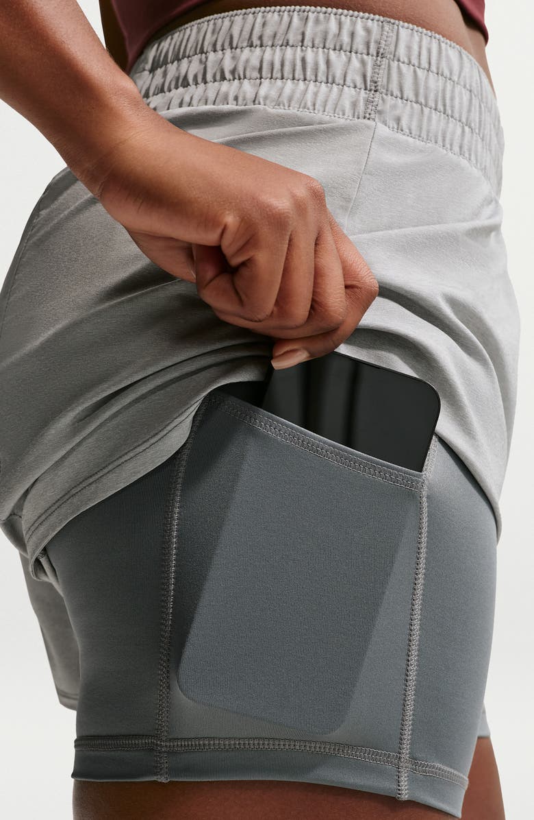 Nike One Dri-FIT High-Waisted 3-Inch 2-in-1 Shorts, Alternate, color, 085 Smoke Grey/Heather/White