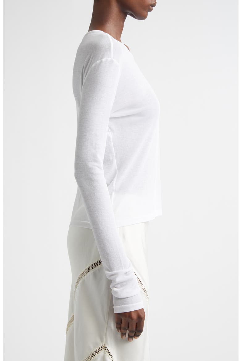 Veil Long Sleeve Cotton Knit Top, Alternate, color, WHITE