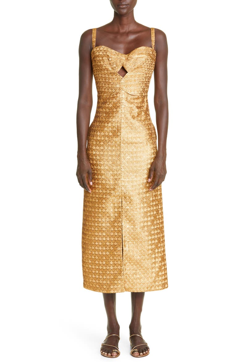 Ideal Universe Cutout Dress, Main, color, GOLD