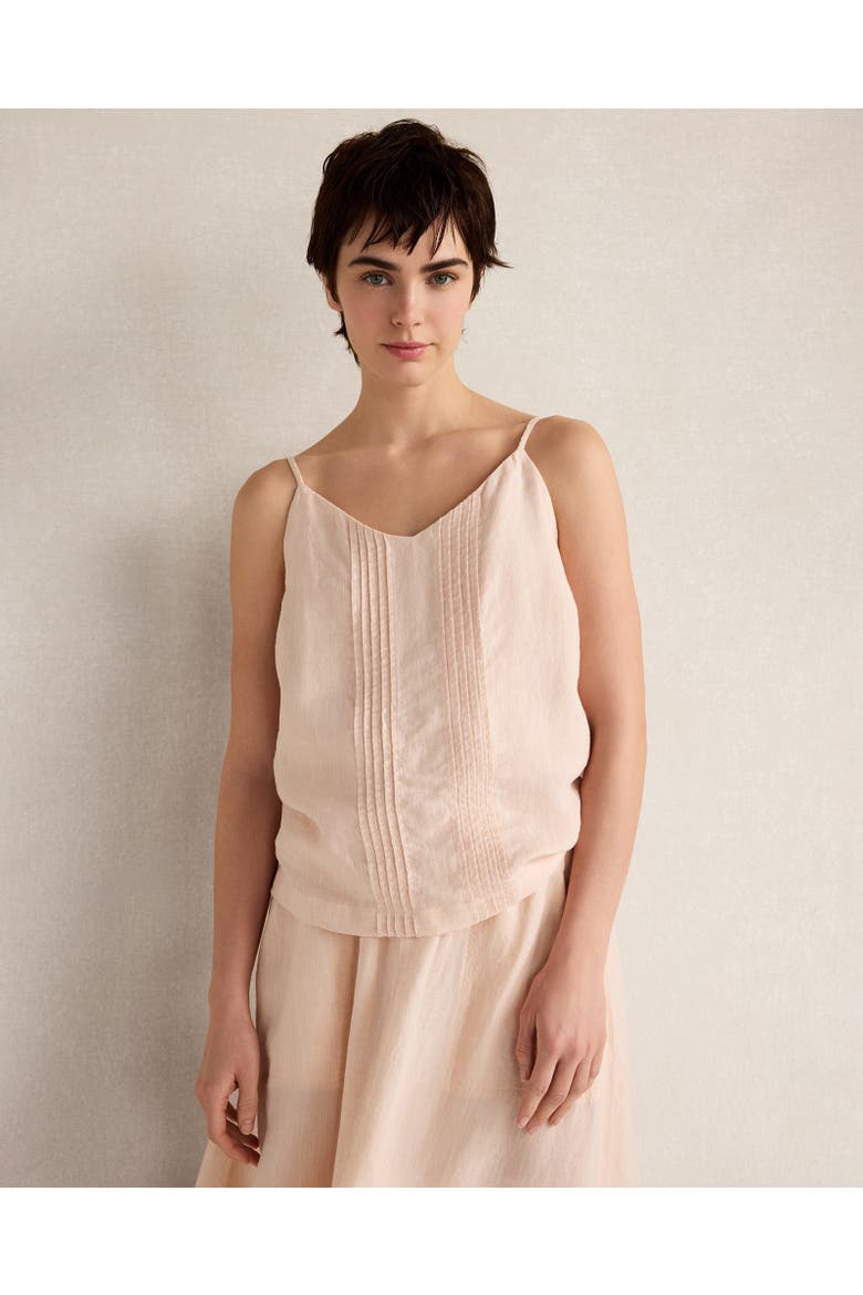 Linen Pintuck Cami, Main, color, Peach Cross Dye