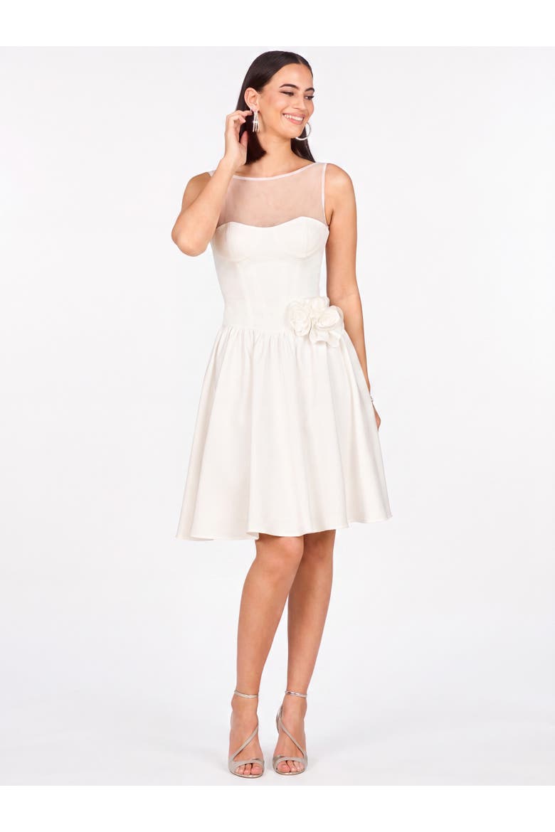 Beaded Faux-Wrap V-Neck Bridal Gown, Main, color, Ivory