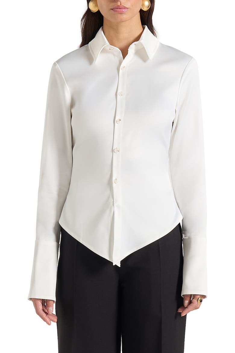 Sonia Satin Cinch Shirt, Alternate, color, White