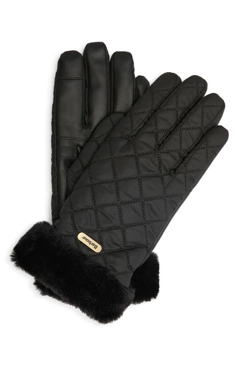 Norwood Quilted Faux Fur Cuff Waterproof Gloves