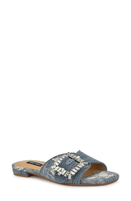 Nine West Laniey Slide Sandal In Light Blue