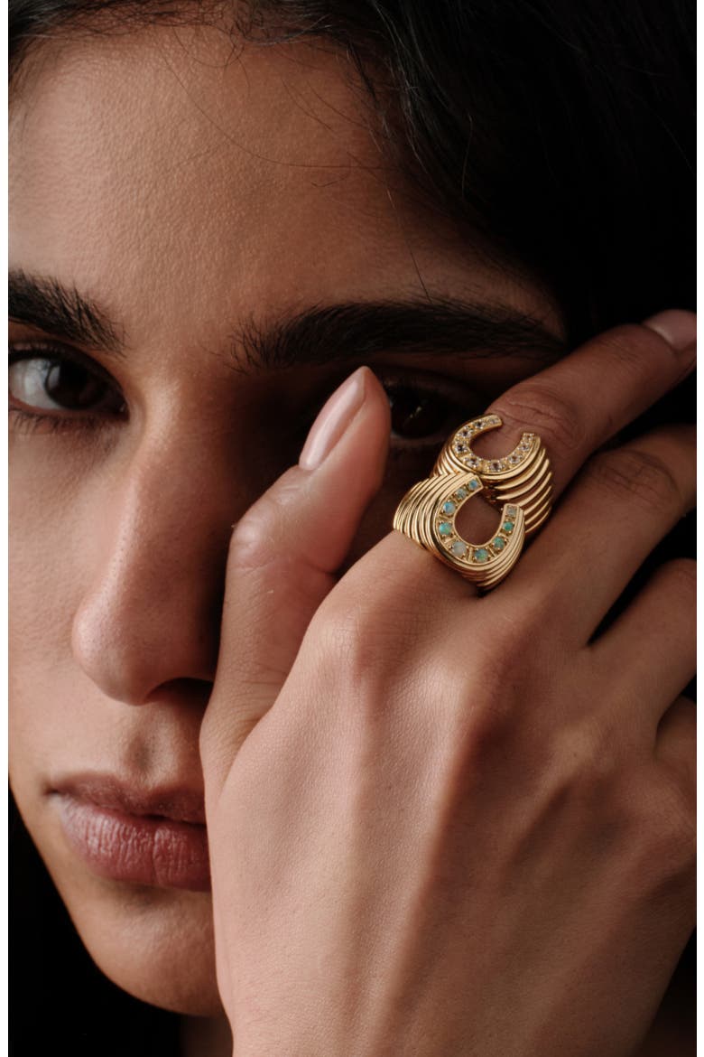 Lucky Horseshoe Signet Ring, Alternate, color, 14K GOLD VERMEIL
