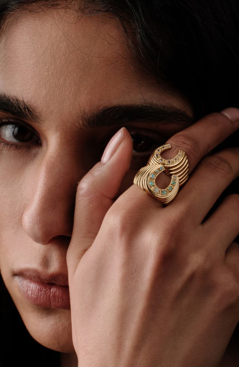Awe Inspired Lucky Horseshoe Signet Ring, Alternate, color, 14K Gold Vermeil