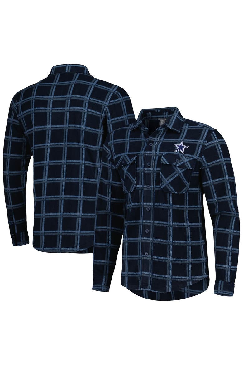 Men's Antigua Navy Dallas Cowboys Industry Flannel Button-Up Long Sleeve Shirt, Alternate, color, Navy