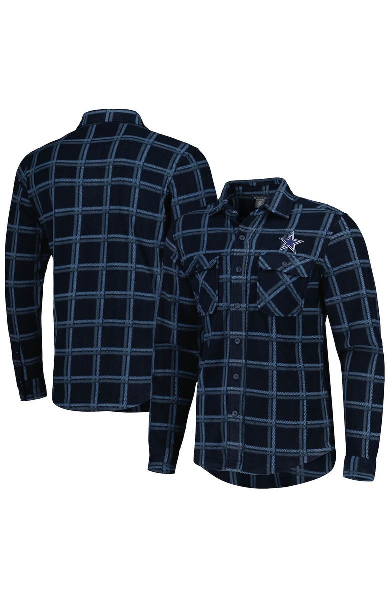 ANTIGUA Men's Antigua Navy Dallas Cowboys Industry Flannel Button-Up Long Sleeve Shirt, Alternate, color, 