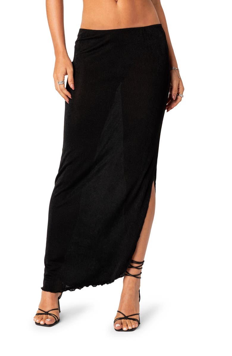 EDIKTED Milan Slit Maxi Skirt, Main, color, Black