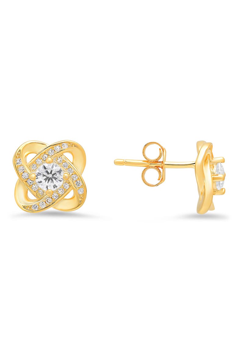 Cubic Zirconia Love Knot Stud Earrings, Main, color, GOLD