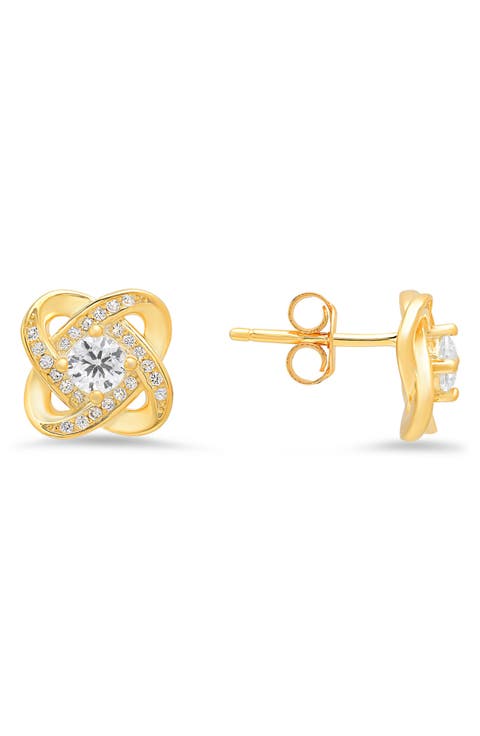 Cubic Zirconia Love Knot Stud Earrings