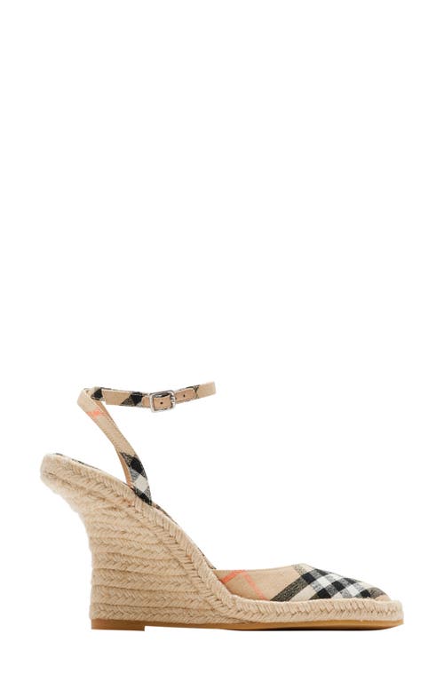 Burberry Mews Ankle Strap Espadrille Wedge Sandal In Sand Ip Check