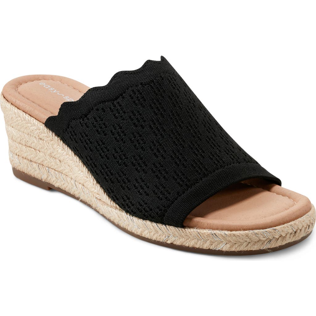 Easy Spirit Shanice Wedge Espadrille Slide Sandal In Black