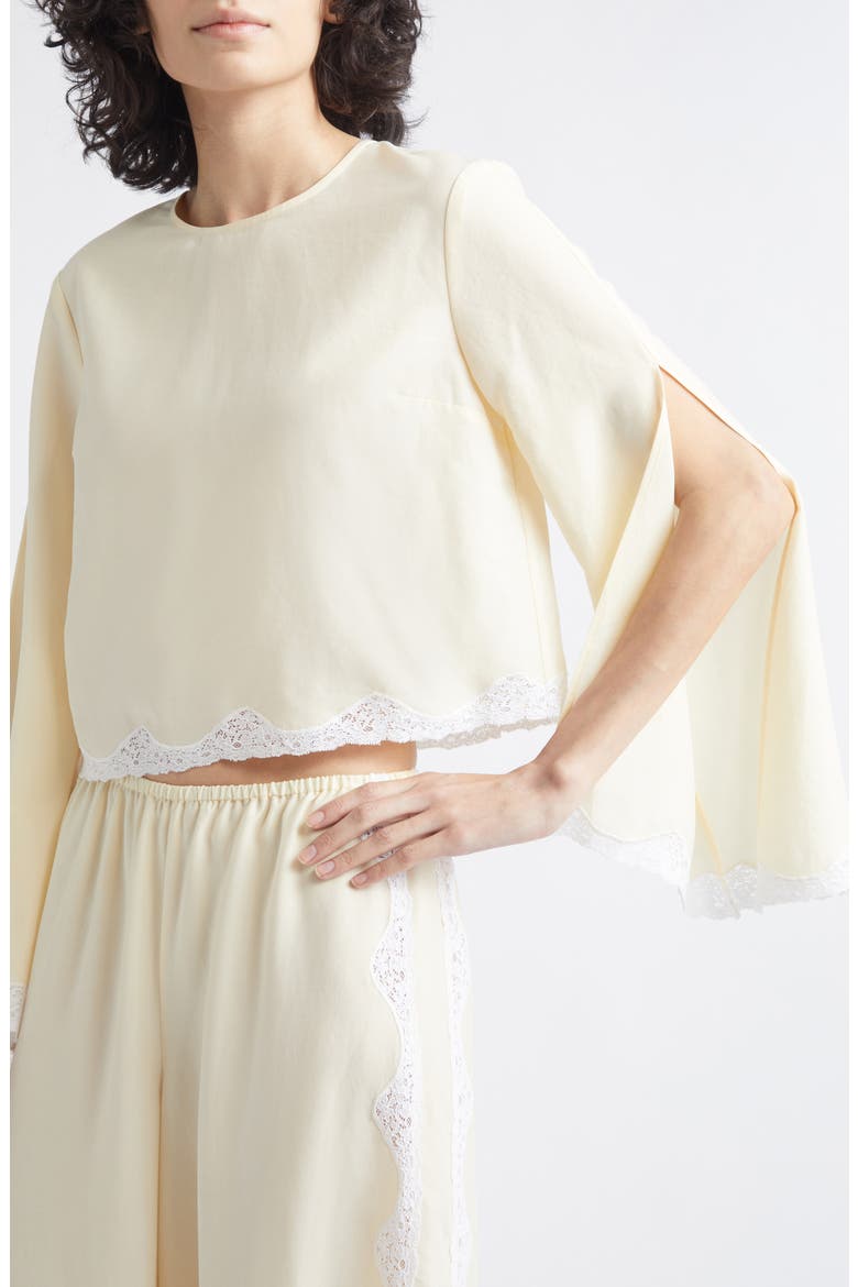 Tabitha Lace-Trimmed Tencel Top, Alternate, color, BUTTERMILK