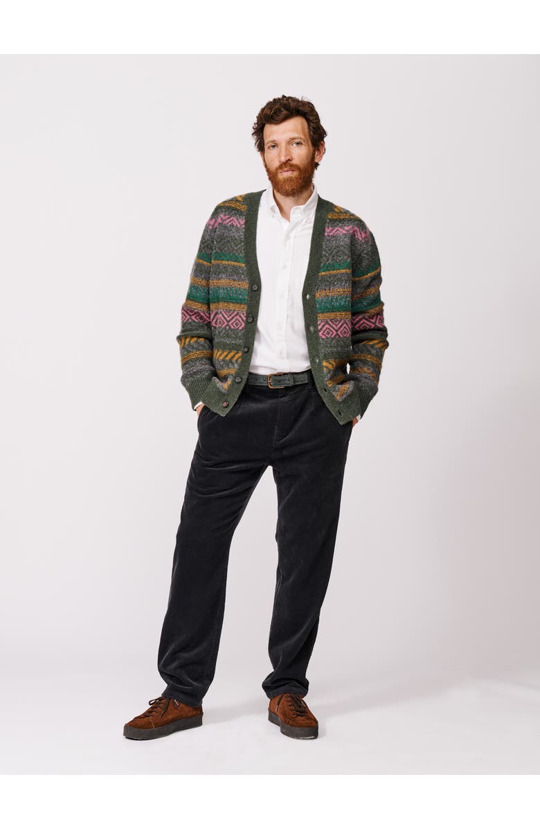 Aubin Fair Isle Wool Cardigan, Alternate, color, Khaki Mix