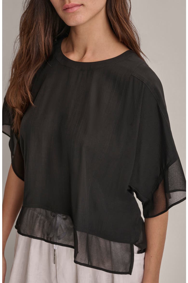 Mixed Media Dolman Sleeve Top, Alternate, color, BLACK