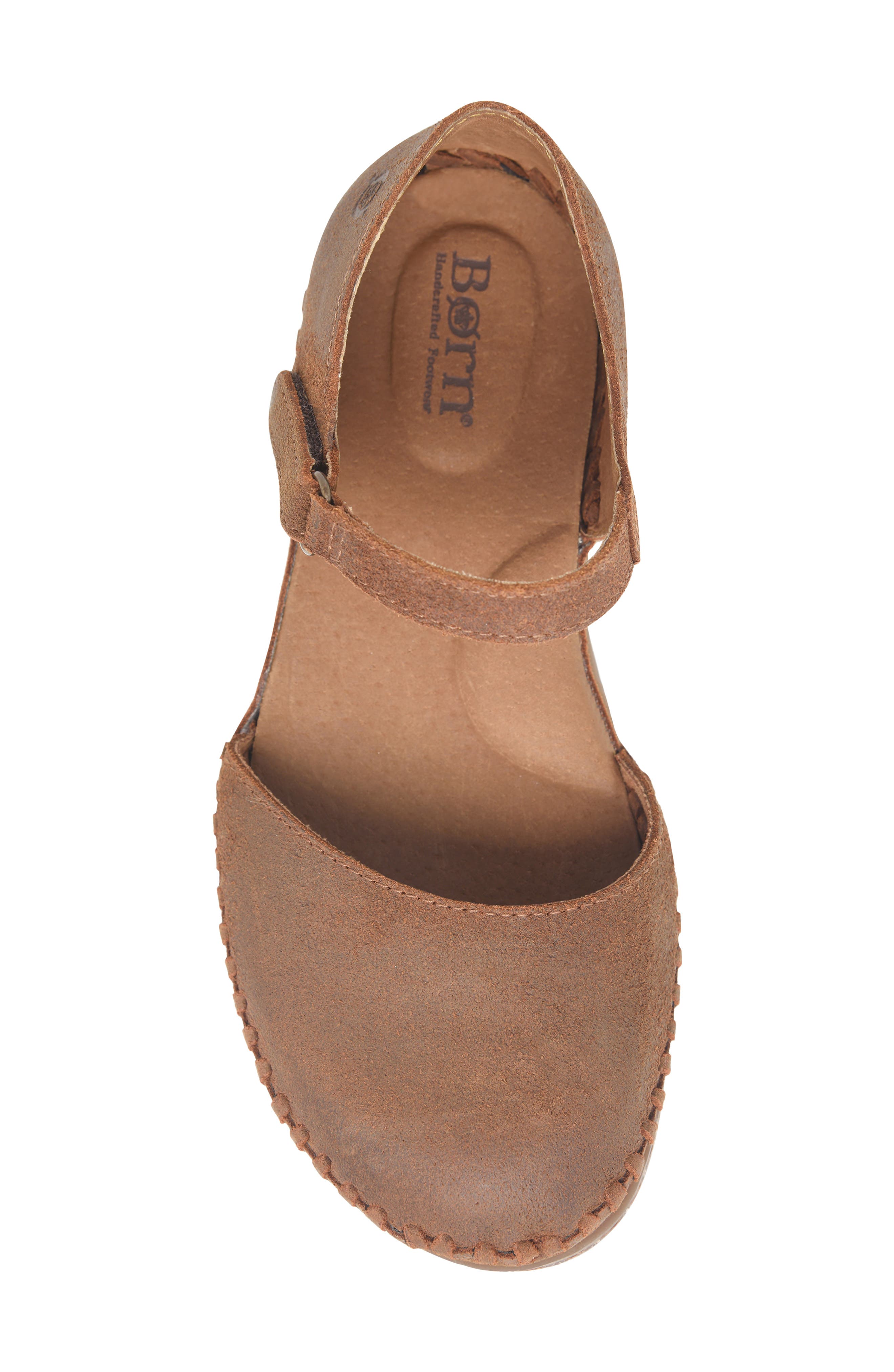Ela Ankle Strap Flat, Alternate, color, BROWN DISTRESSED