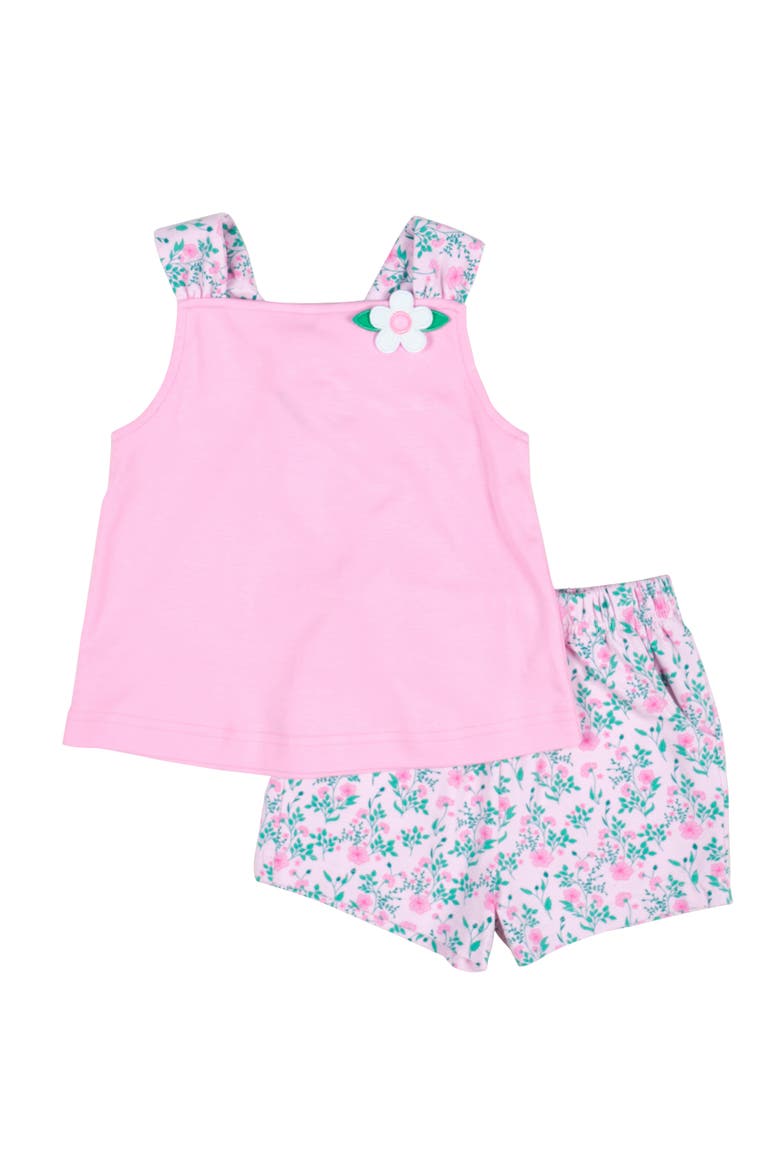 Top with Flower and Floral Print Shorts, Main, color, Pink