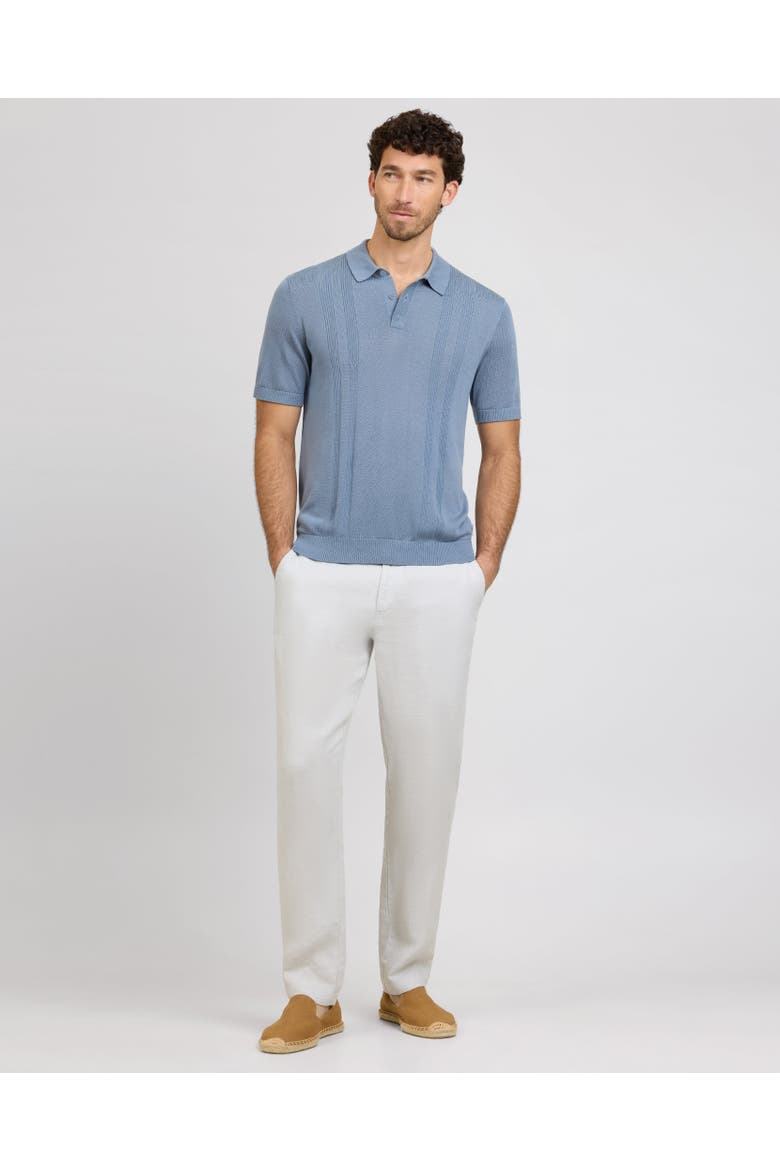 Silk Ribbed Knit Polo, Alternate, color, LAGOON